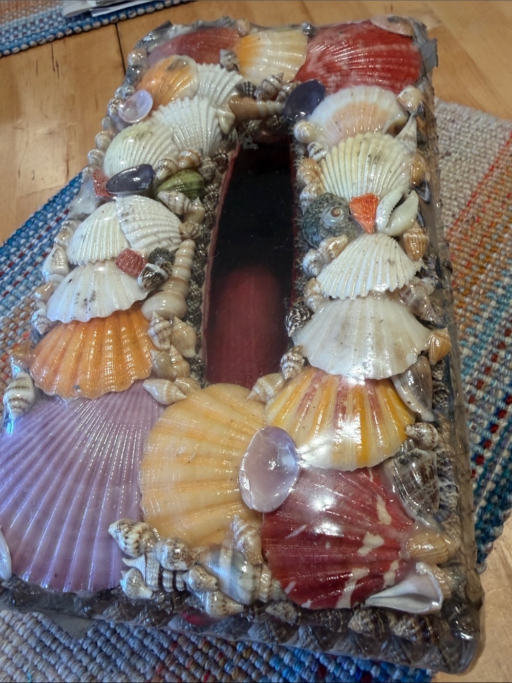 NEW Vintage 90s Seashell Decorated Tissue Box Holder